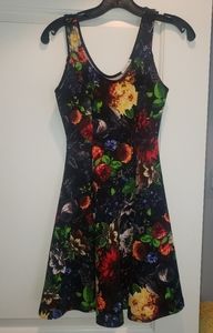 Soprano Black Floral Skater Dress Size XS
